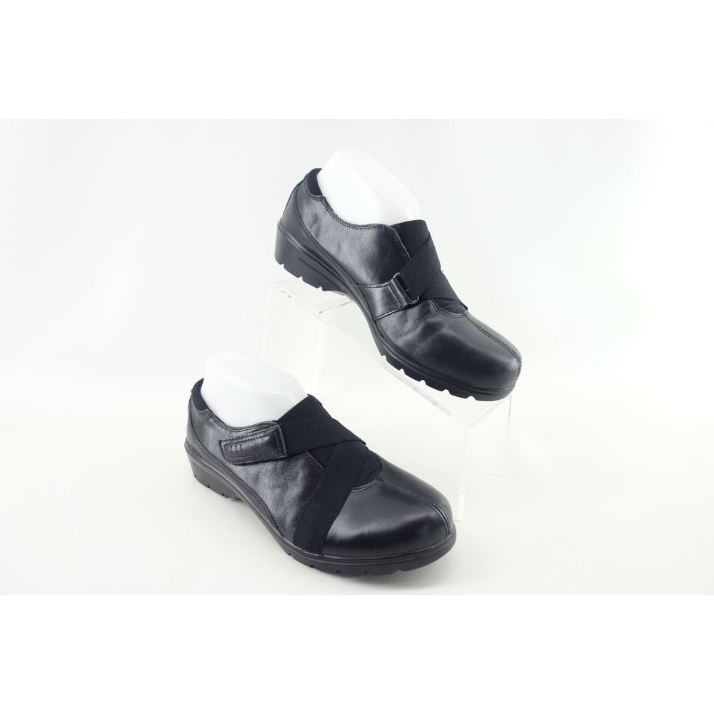 SKECHERS‎ Metronome Accented Wedge Pump Black Leather Women Shoes Size 8.5 US